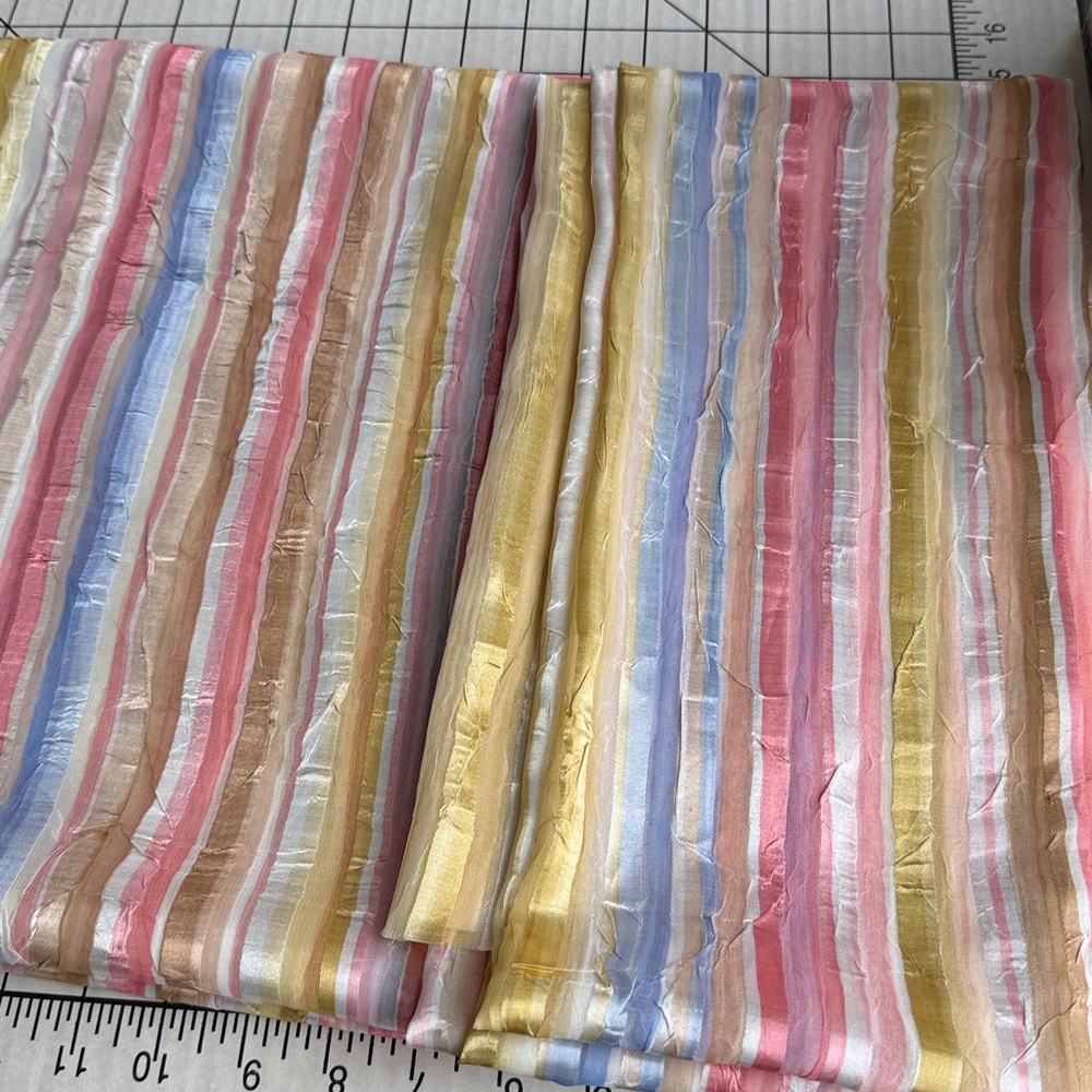 Vintage Crinkle Stripe Fabric – 3 Yards x 54” – Pastel Sheer Plissé – Silk Look - Picture 12 of 15
